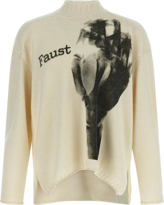 Undercover Faust Wollen Trui - Heren - Coltruien - Wit - M - Wol - Truien & Vesten