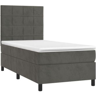 vidaXL Cama Box Spring Colch&oacute;n Y Led Terciopelo Gris Oscuro 80x200 Cm Vidaxl