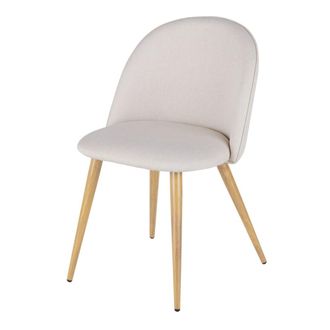 Maisons du monde Silla de comedor de acero y tela beige reciclada