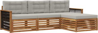 vidaXL Conjunto De Sof&aacute;s De Exterior 4 Uds. Natural Y Gris Claro Vidaxl