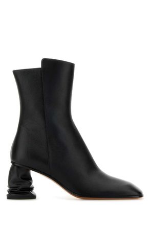 Alexander McQueen Black Leather Ankle Boots