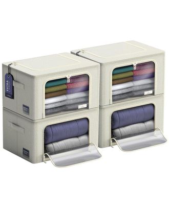 Sorbus Set Of 4 Large Storage Bins With Windows