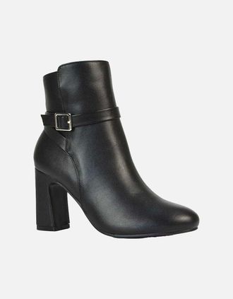 XY London Womens XY London Womens/Ladies Mary Buckle Mid High Block Ankle Boots - Black - Size: 7