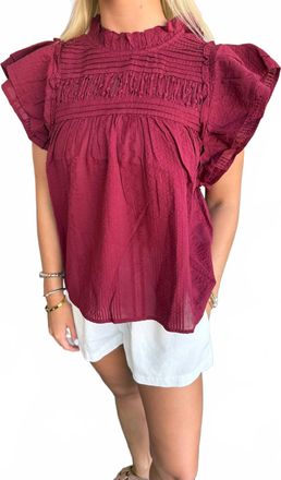 THML Clothing Womens Flutter Sleeve Top In Red