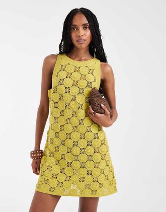 Asos Vestito corto verde chiaro a fiori 3D alluncinetto