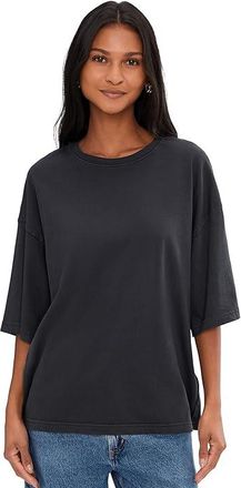 Free People We The Free Perfect Oversized T-Shirts Womens Clothing Black : LG (Womens 12-14), Cotton