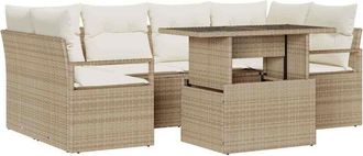 vidaXL Conjunto De Sof&aacute; De Jard&iacute;n 7 Pcs Beige Polirat&aacute;n Vidaxl