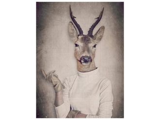 Schubiger M&ouml;bel Digitaldruck auf Glas Rehbock mit Pullover