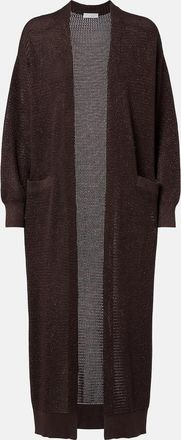 Brunello Cucinelli Cotton-blend lam&eacute; cardigan