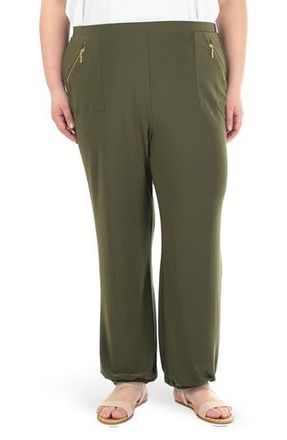 Nina Leonard Elastic Waist Harlem Pants in Dark Olive at Nordstrom Rack, Size 1X