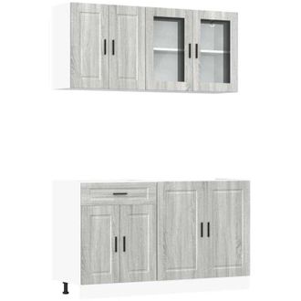 vidaXL Vidaxl - Conjunto De Armarios De Cocina porto De 4 Piezas En Madera De Ingenier&iacute;a Sonoma Gris