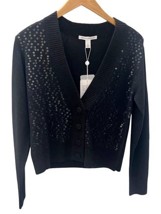 Autumn Cashmere Womens Sheer Illusion Cardigan In Black