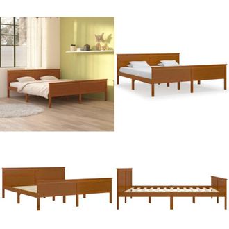 vidaXL Giroletto Marrone Ambra in Legno Massello di Pino 180x200 cm - Letto matrimoniale - Letto in legno