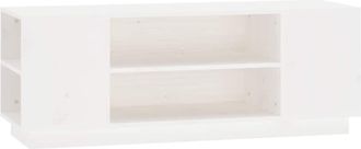 vidaXL Vidaxl - Mueble De Tv Madera Maciza De Pino Blanco 110x35x40,5 Cm