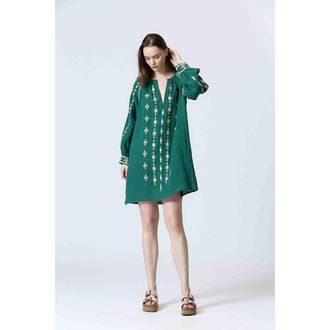 See U Soon Korte jurk met etnisch borduurwerk