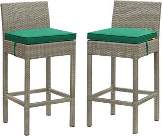 ModWay Discontinued Modway Outdoor Conduit Bar Stool Outdoor Patio Wicker Rattan Set Of 2