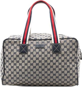 Gucci Borsa da viaggio in tela GG con nastro Web 2016-2025 - Grigio