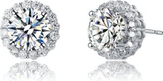 Rachel Glauber Ra White Gold Plated Cubic Zirconia Round Earrings