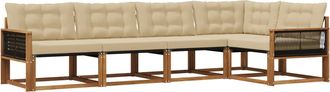 vidaXL Conjunto De Sof&aacute;s De Exterior 5 Uds. Natural Y Beige Vidaxl