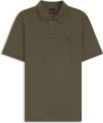 BOSS Stretch-cotton slim-fit polo shirt with logo patch