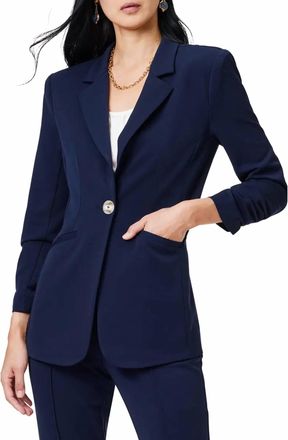 Nic+Zoe Scrunch Sleeve Avenue Jacket In Dark Indigo