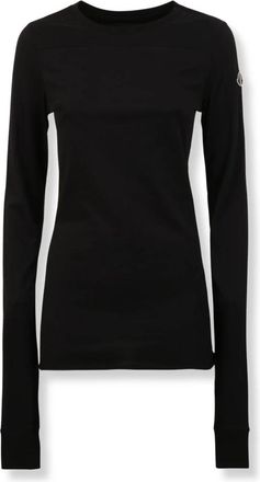 Moncler Girder LS T - Heren - Sportshirts - Zwart - S - Katoen - Fitness
