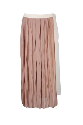 Semicouture Old Rose Acetate Silk Midi Skirt