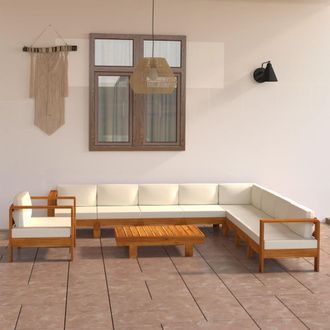 vidaXL Conjunto De Jard&iacute;n De 10 Piezas Con Cojines, 100 X 60 Cm, Madera De Acacia Vidaxl