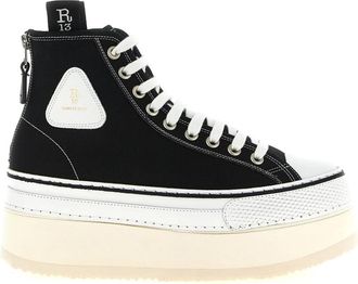 R13 Courtney Platform High-Top Sneaker - Dames - Sneakers - Zwart - 38 EU - Katoen - Schoenen
