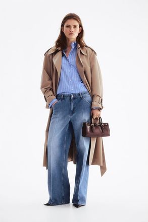 H&M Crease-leg Jeans in Denim Blue at Nordstrom, Size 10