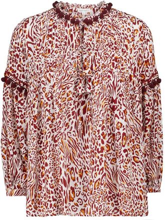 Poupette St Barth Blusa Clara con stampa leopardata