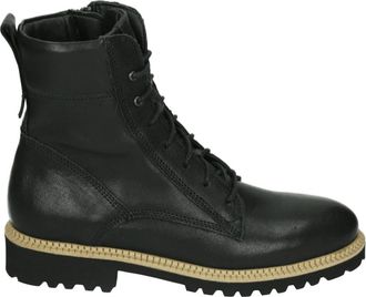Durea Sportieve Zwarte Leren Sneakers - Dames - Veterlaarzen - Zwart - 40 1/2 EU - Leer - Schoenen