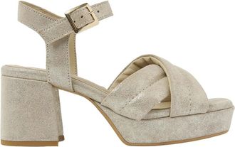 VIA VAI Cassia Gabriell Sandal - Dames - Sandalen met hakken - Geel - 38 EU - Leer - Schoenen