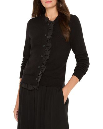 Nic+Zoe Nic+Zoe Mixed Media Ruffle Cashmere-Blend Cardigan