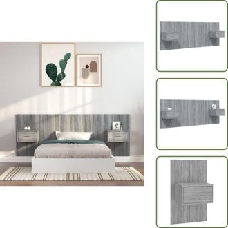 vidaXL The Living Store Testiera Letto con Comodini in Legno Multistrato Grigio Sonoma - Comodini in legno