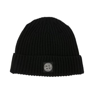 Stone Island Beanies, male, Black, Size: ONE SIZE Black Kids Hats Stylish