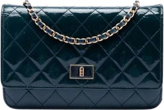 Chanel Pre-owned Wallet on Chain - Dames - Vintage Schoudertas - Blauw - ONE Size - Leer - Vintage