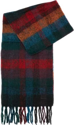 Paul Smith Sciarpa a quadri con frange - Rosso