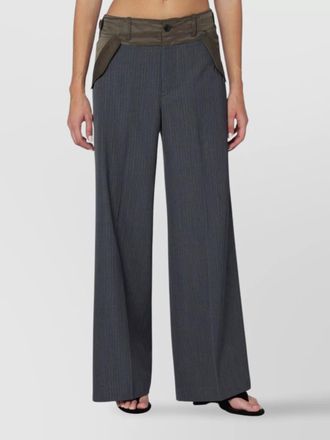 sacai bi material wide-leg pinstripe trousers