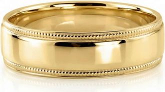 Pompeii3 Mens Milgrain Polished Wedding Band 14k Gold or Platinum Ring