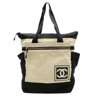 Chanel Pre-owned Backpacks, female, Beige, Size: ONE SIZE Pre-owned New Travel Line Nylon Jacquard Backpack
