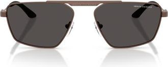 A|X Armani Exchange 56mm Aviator Sunglasses in Matte Bronze /Dark Grey at Nordstrom
