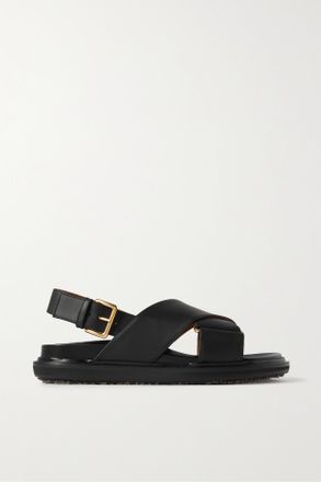 Marni Sandali Slingback In Pelle Fussbett - Nero