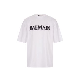Balmain White Cotton Mens T-Shirt