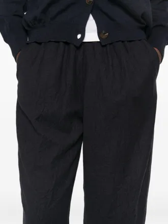 Apuntob Virgin Wool Crinkled Trousers - Navy