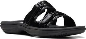 Clarks Breeze Piper Slide Sandal in Black Patent at Nordstrom Rack, Size 10
