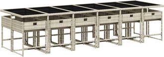 vidaXL Set Comedor Jard&iacute;n Y Cojines 13 Pzas Rat&aacute;n Sint&eacute;tico Gris Claro Vidaxl
