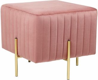 Beliani Pouf in velluto rosa con gambe in metallo dorato 45 x 45 cm Dayton