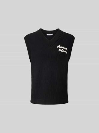 Maison Kitsun&eacute; Tanktop in Ripp-Optik in Black, Gr&ouml;&szlig;e L