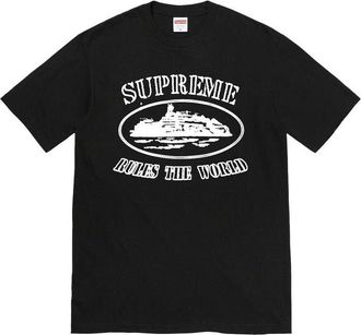 SUPREME x Corteiz FW23 Rules The World Tee Black SUP-FW23-262